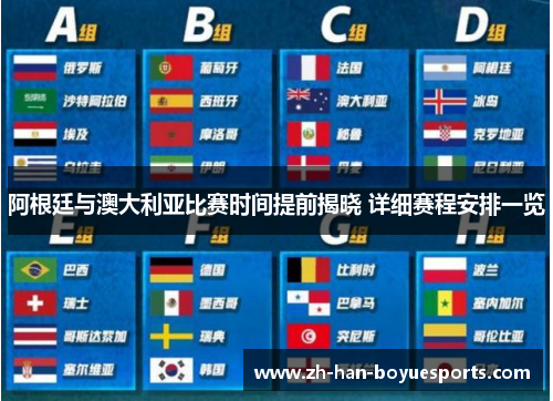 阿根廷与澳大利亚比赛时间提前揭晓 详细赛程安排一览
